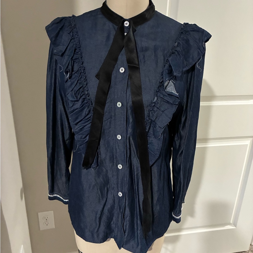 Marc Jacobs Blue Blouse with Black Accents